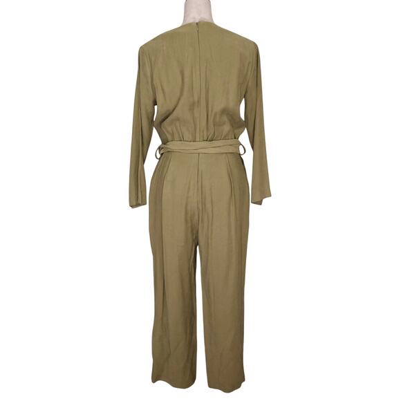 Elizabeth and James Jumpsuit Womens Small Green Faux Wrap Belt Boho Chic - Picture 3 of 16